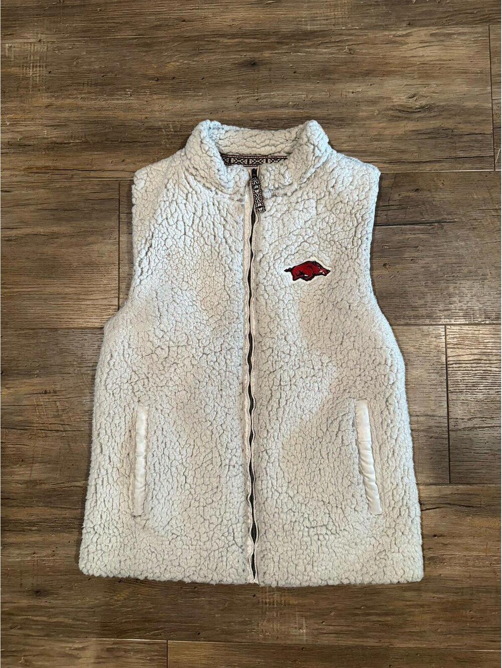Womens Arkansas Razorbacks Summit Sherpa Vest Sz Sm EUC